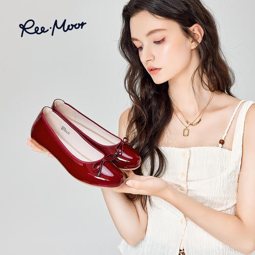 REEMOOR睿慕蛋卷鞋女红色浅口平底鞋软底船鞋芭蕾舞单鞋瓢鞋女鞋2512A6 商品图1