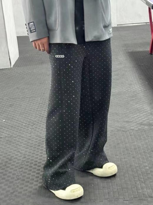 F032720闪银星空烫钻休闲宽松百搭直筒廓形情侣款长裤 商品图9