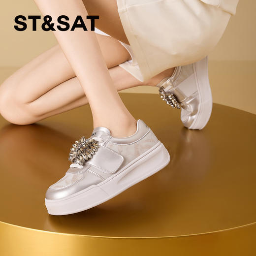 星期六26春新款闪闪钻饰厚底百搭休闲鞋SSE1112CW9 商品图2