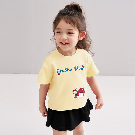 笛莎Deesha 2026年夏季新款松饼熊女童短袖T恤 预售预计4月10日发货 商品图1
