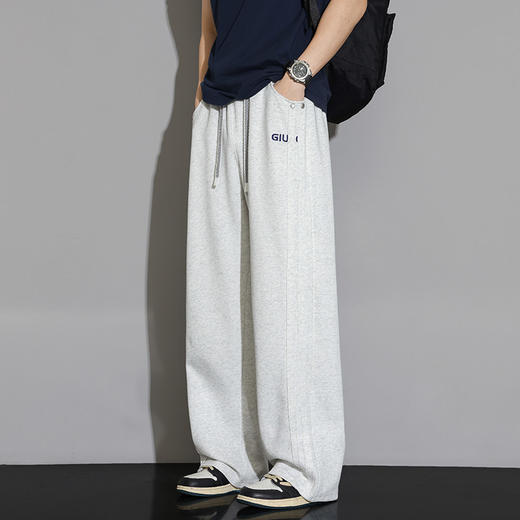 【DYF】大依优型大码男装春季阔腿休闲长裤潮流百搭松紧腰棉质卫裤300斤 商品图3