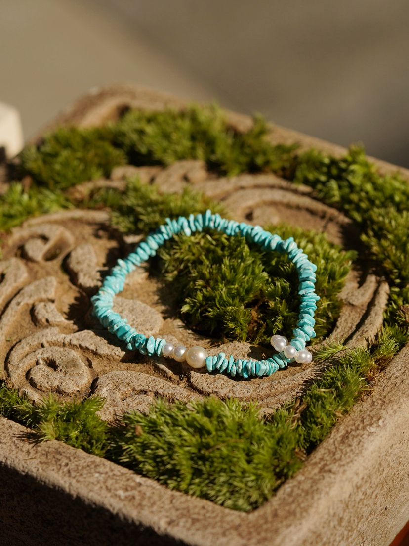 珍珠绿松随型手串