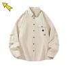 F032733春季新款时尚简约纯棉立体男女同款工装风长袖外套 商品缩略图2