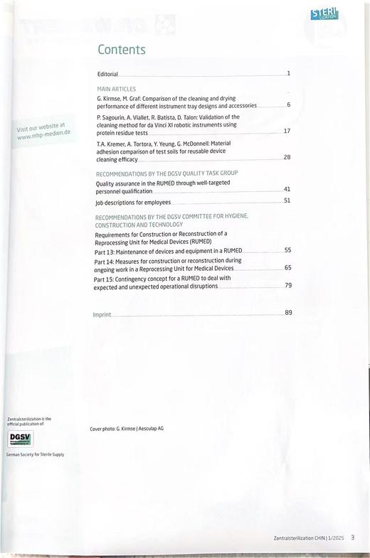 《国际消毒供应中心》中英文期刊（2025年01期）【会员福利】 商品图2