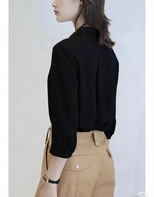 327-2 绝杀亏清 小禾七分袖 真丝弹力重绉 翻领衬衫 通勤一级棒👍 商品图4