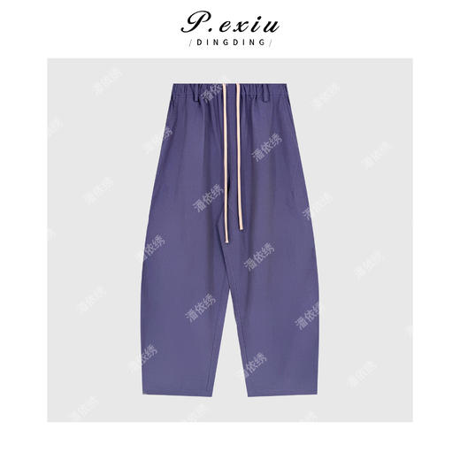 PanYiXiu/潘依绣亚麻松弛慵懒百搭舒适抽绳松紧腰弯刀休闲裤 W-63782 商品图1