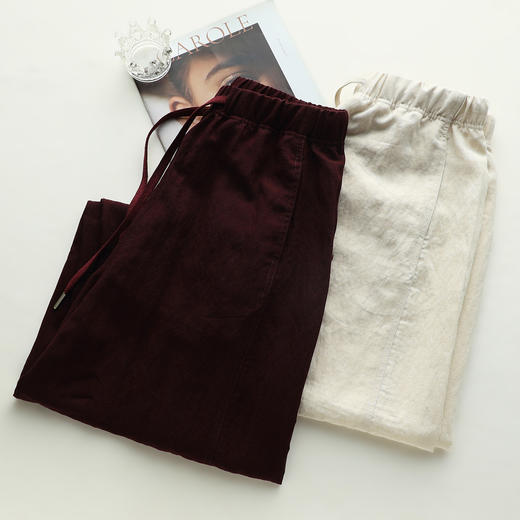 下单3-7天发货！Mylyis 雨露麻休闲短款衬衫/九分裤 短款衬衫翻领利落 双口袋点缀细节 搭配松紧腰九分裤 随性垂坠 适配日常通勤 商品图12