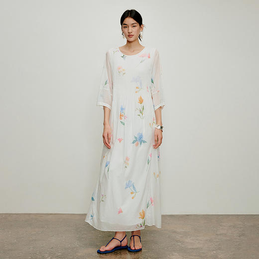 【林栖设计小店】手工系带|绣花婴儿棉压褶百搭宽松2026夏新款印花连衣裙1962141 商品图3