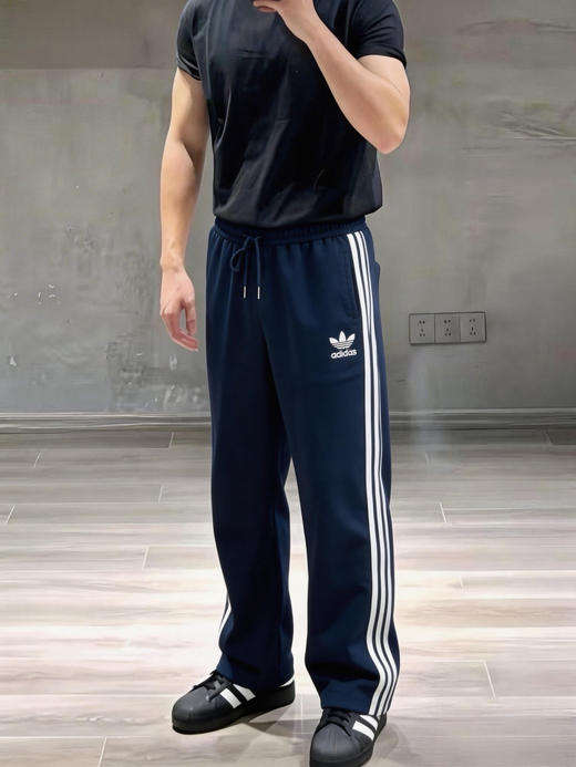 男女同款AD三叶草同款直筒束口针织长裤 商品图0