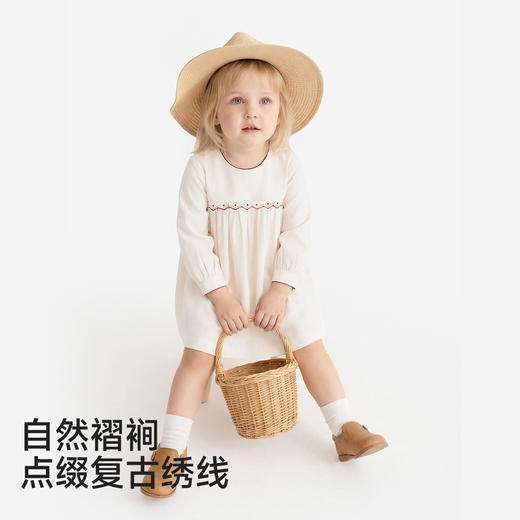 【高定系列】英氏儿童裙子女童连衣裙春夏新款长袖针织日常裙子 商品图3