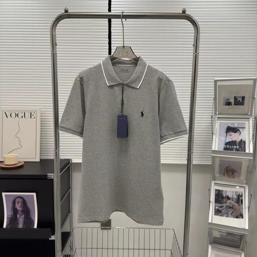 F032777休闲纯色领子小马刺绣半拉链新款镶边翻领男士POLO衫 商品图12