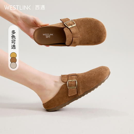 西遇勃肯鞋半拖女2026新款春夏休闲舒适一脚蹬懒人鞋平底包头拖鞋V0066379/V0556522 商品图0