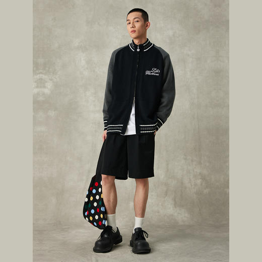 NPC潮牌环保纱线开衫立领毛衣柔软情侣撞色秋冬休闲上衣NP38SW37 商品图1