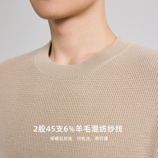 墨麦客男装羊毛混纺毛衣男新款提花基础圆领针织衫男21988 商品图3