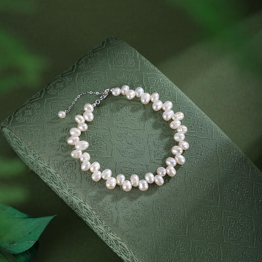 子佩集【珠澈凝霜】银S925珍珠惜王妃手链【SPB0750002】4*6mm珠巴洛克2601 商品图1