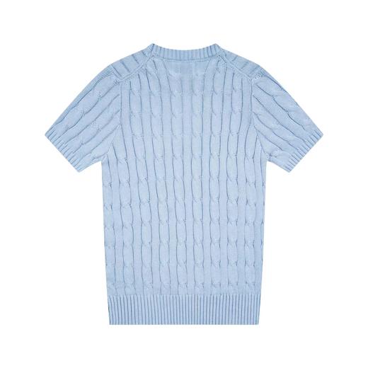 F032741小爱心刺绣麻花女款口袋刺绣圆领百搭针织短袖 商品图4