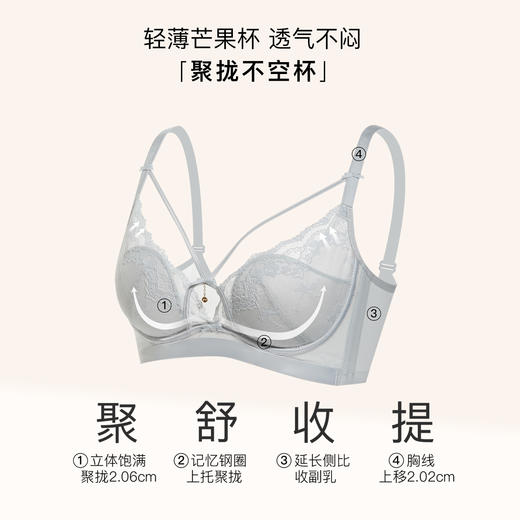 【7.5折限时特惠】【B杯单件】【秀黛】蝶舞记忆圈芒果杯文胸蕾丝细带承托收拢轻薄服帖时尚性感文胸MW119006B【门店同款】 商品图1