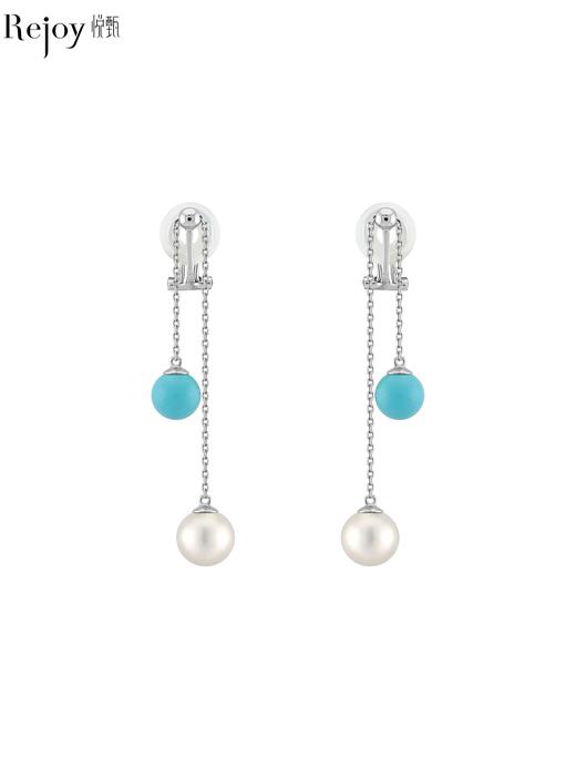 【天猫同款】铃兰-18K金akoya珍珠/美松石耳夹 6-8mm 商品图0