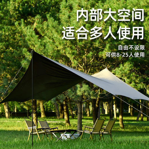 户外露营旅游野炊六角天幕帐篷 加厚防晒防水黑胶天幕 涂银层遮阳棚  露营不怕遮阳天幕 商品图1