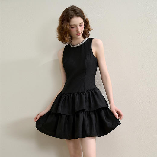 【气质高级感】小香风钉珠领口连衣裙女夏季千金风裙子LXD50658 商品图1