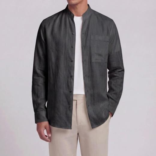 春季新款男士亚麻立领休闲外套 商品图4