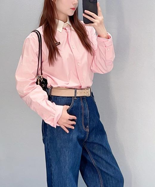 女款拼色长袖宽松衬衫fe017 商品图3
