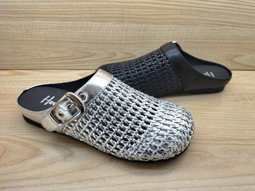 豪行2025夏勃肯女凉鞋25222271新款真皮百搭编织懒人鞋外穿女凉拖 商品图3