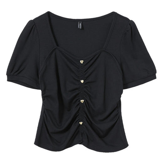 【限时秒杀】法式精致设计感方领泡泡袖短款上衣女夏季收腰显瘦抽褶T恤LXD50957 商品图1