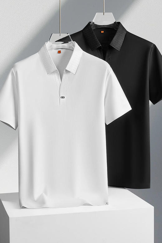 【DDP】大依优型大码男装夏季小V领短袖POLO衫商务透气休闲棉质上衣T恤 商品图5