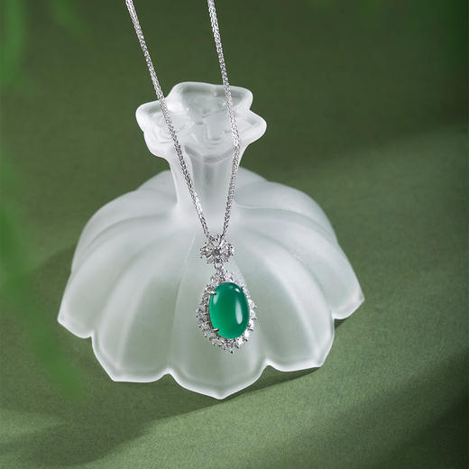子佩集【花开良缘】银S925套链项链【TL016622】绿玉髓椭圆2602 商品图1