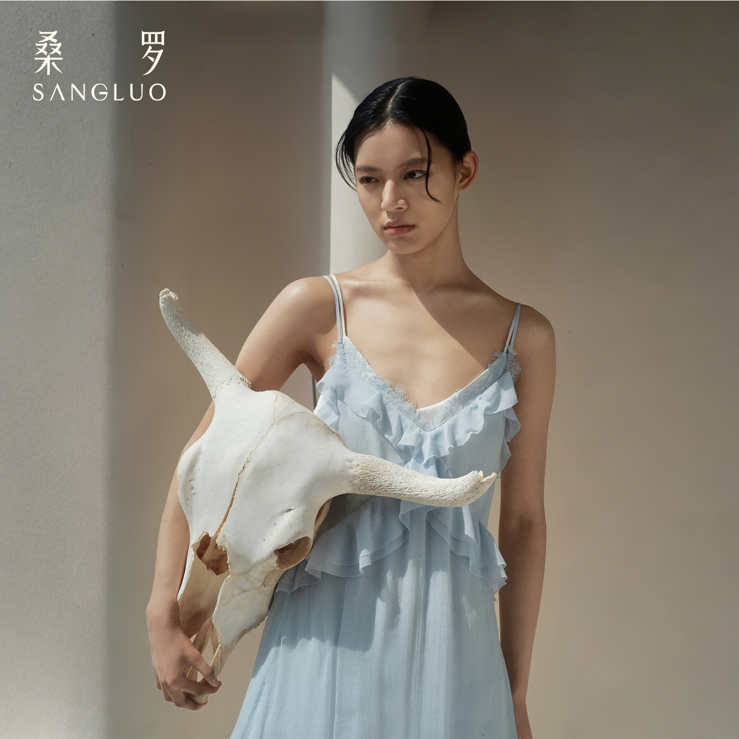 月光倾泻』桑罗蕾丝拼接吊带长裙100%桑蚕丝女真丝睡裙可外穿