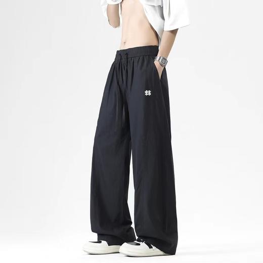 F032730新款美式宽松阔腿裤百搭运动休闲拖地工装纯色伞兵裤 商品图2