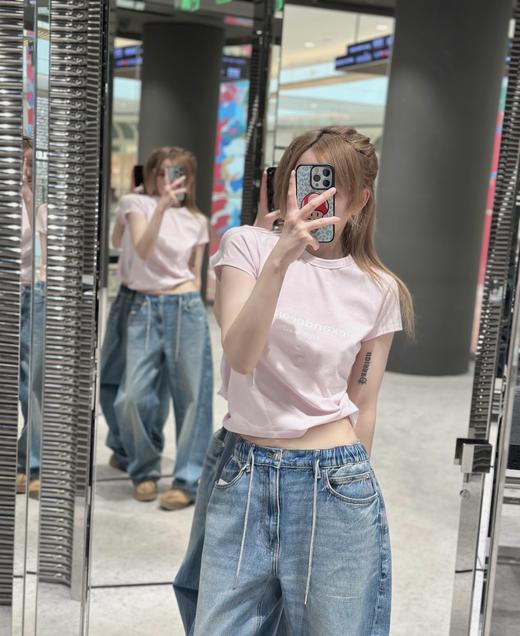 Aw* 26SS春夏新款 字母印花满水晶烫钻修身短袖圆领T恤（MM） 商品图5