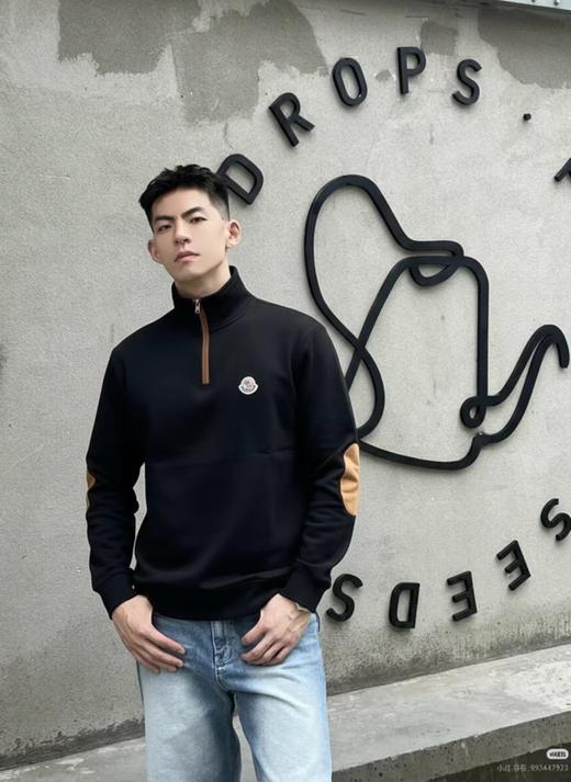 F032788双面麂皮绒拼接春季柔软亲肤男士半拉链卫衣 商品图6