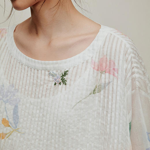 【林栖设计小店】手工绣花|婴儿棉压褶肌理感2026夏新款印花衬衣两件套1962140 商品图9