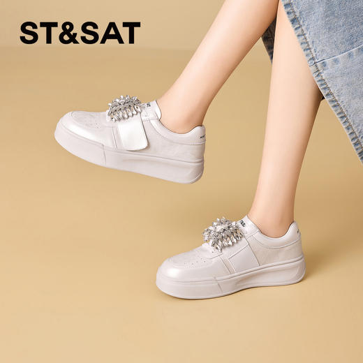 星期六26春新款闪闪钻饰厚底百搭休闲鞋SSE1112CW9 商品图9