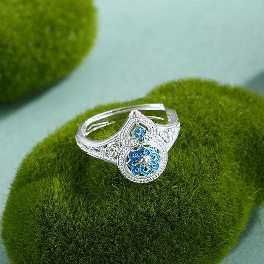 子佩集【福禄宝相】银S990戒指【QFJZ009】原创作品花丝珐琅彩宝相葫芦2602 商品图0