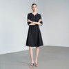 IWY/轻奢黑色连衣裙女七分袖单排扣收腰显瘦西装裙职业通勤长裙 6Q07 商品缩略图2