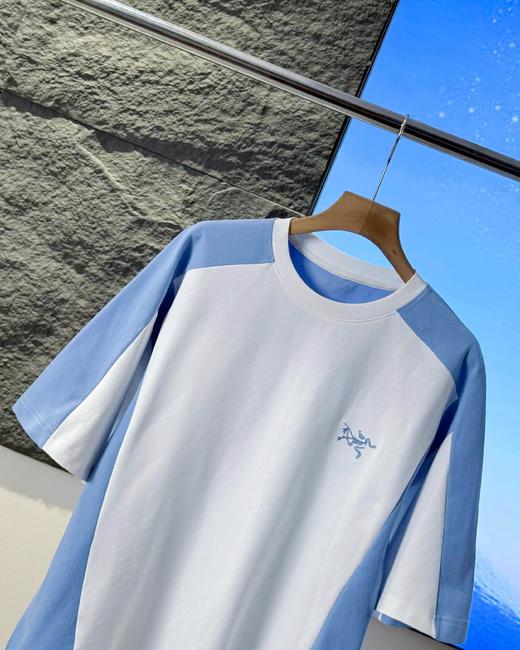 F032743拼接短袖圆领休闲运动服情侣款速干透气运动休闲训练短袖T恤 商品图8