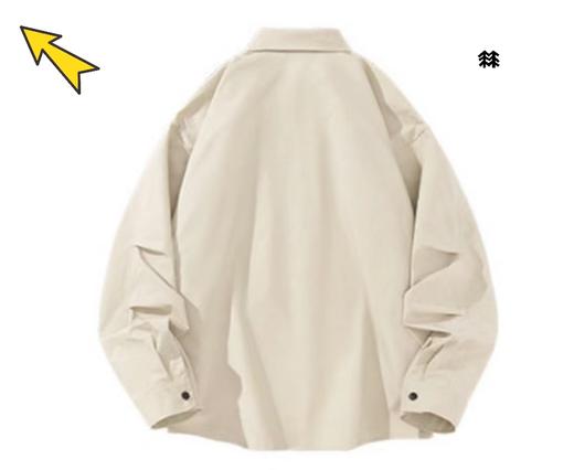 F032733春季新款时尚简约纯棉立体男女同款工装风长袖外套 商品图3