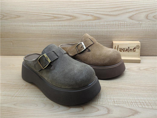 2025豪行春夏款正品真皮勃肯鞋时尚休闲厚底包头女拖鞋25230099 商品图1