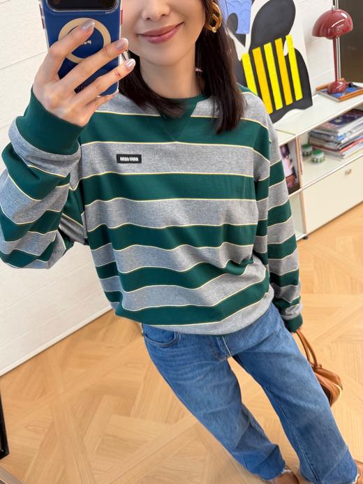 缪缪 最新系列双层面料条纹长袖T恤 商品图2