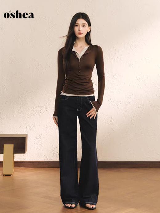 超正丹宁原色抗皱免熨原色微喇直筒牛仔裤 商品图4