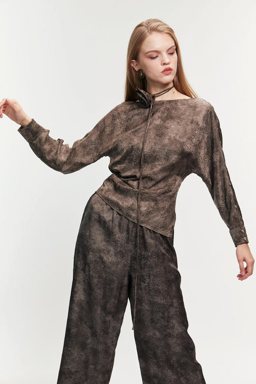 SAFICOO 优雅气质 蝙蝠袖连肩真丝衬衣 商品图2