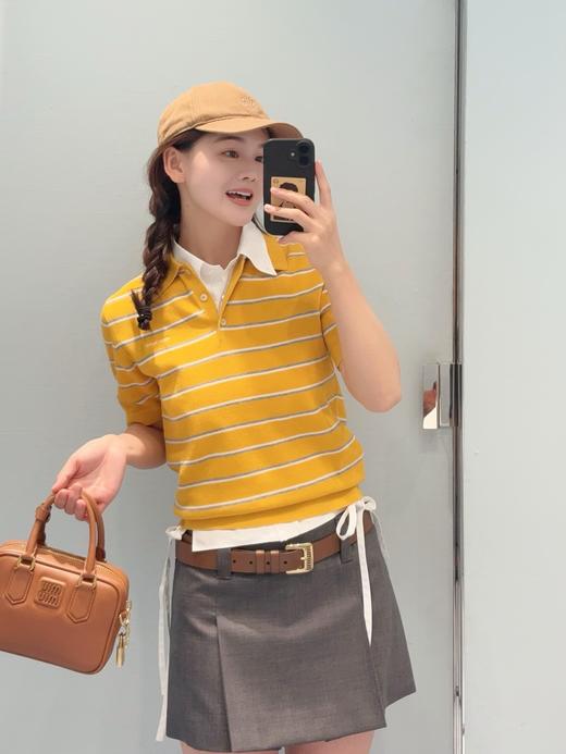 Miu* 26Ss春夏新款 撞色条纹棉质Polo短袖针织衫（MM） 商品图9
