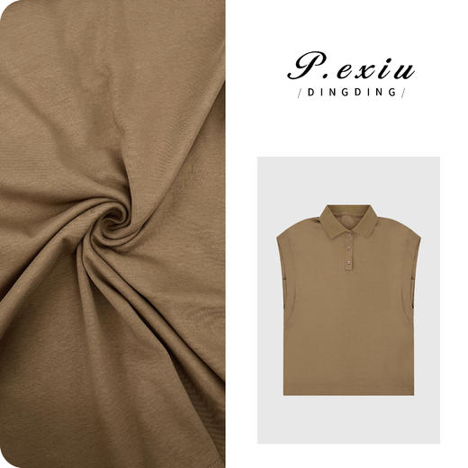 03-5潘依绣丁丁宠粉【榛果拿铁】100%棉小飞袖Polo领短袖T恤 WH00205 商品图0