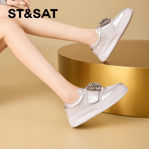 星期六26春新款闪闪钻饰厚底百搭休闲鞋SSE1112CW9 商品图5