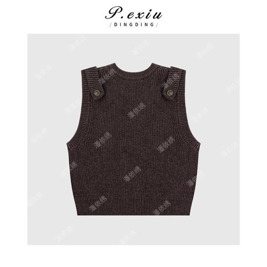 03-5潘依绣丁丁宠粉100%绵羊毛叠穿时髦肩袢圆领无袖针织背心Q60251 商品图1