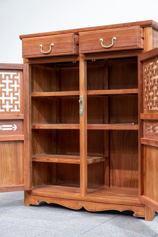 红桥红  家具严选  缅甸花梨（大果紫檀）  【108 万字纹 鞋柜】 商品图5