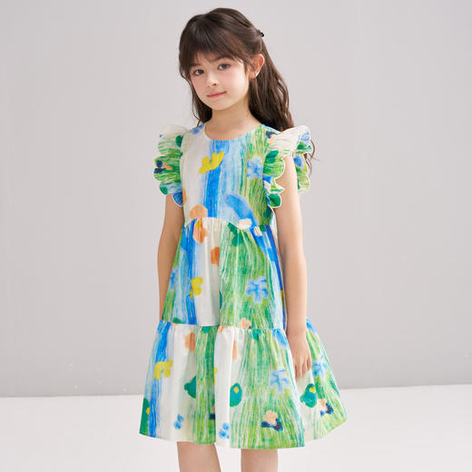 笛莎Deesha 2026年夏季新款松饼熊女童连衣裙连衣裙  预售预计4月6日发货 商品图0
